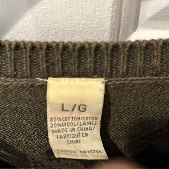 Vintage Buffalo David Bitton Sweater Army Green Large Elbow Patches EUC - Picture 5 of 12